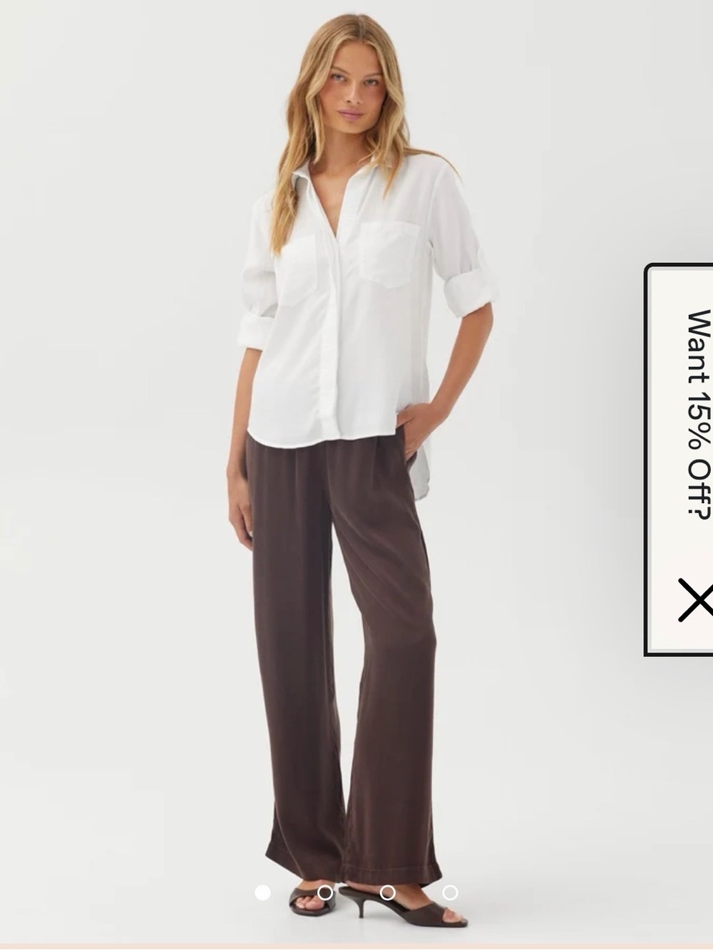 Bella Dahl - Split Back Button Down. White Stripe